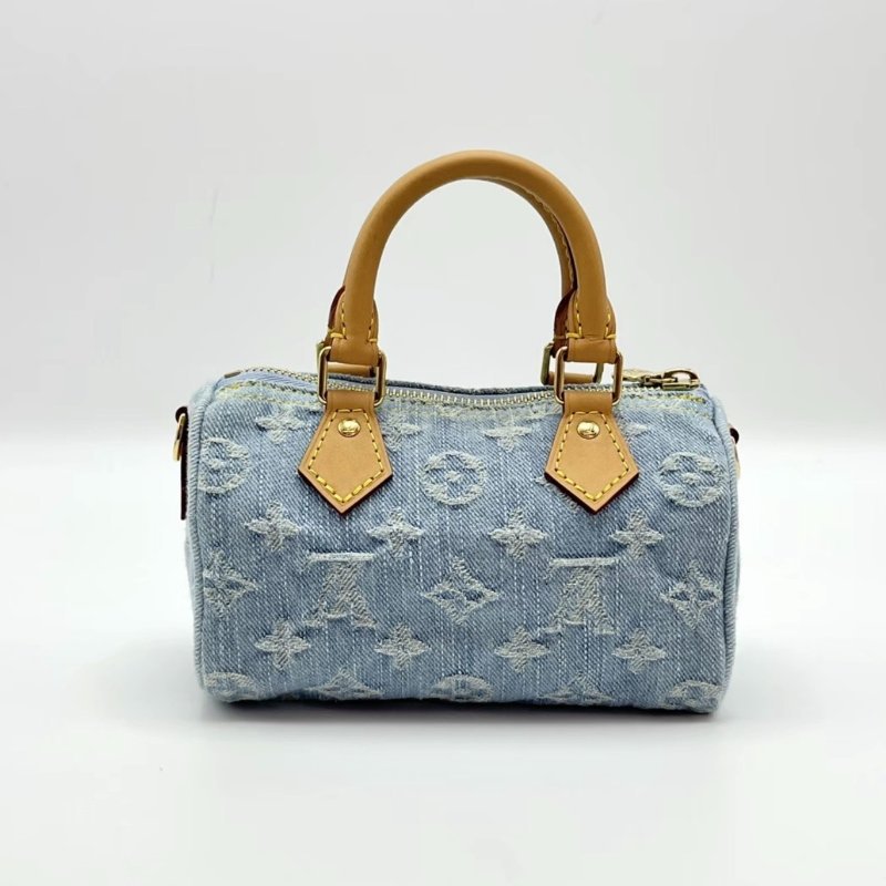 LV牛仔 speedy nano手提斜背包芯片款17*11*7.5 99新配件盒子塵袋購證-4