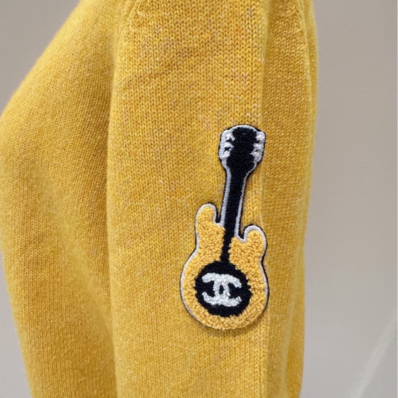 CHANEL 黃色吉他羊毛針織上衣 42碼-2