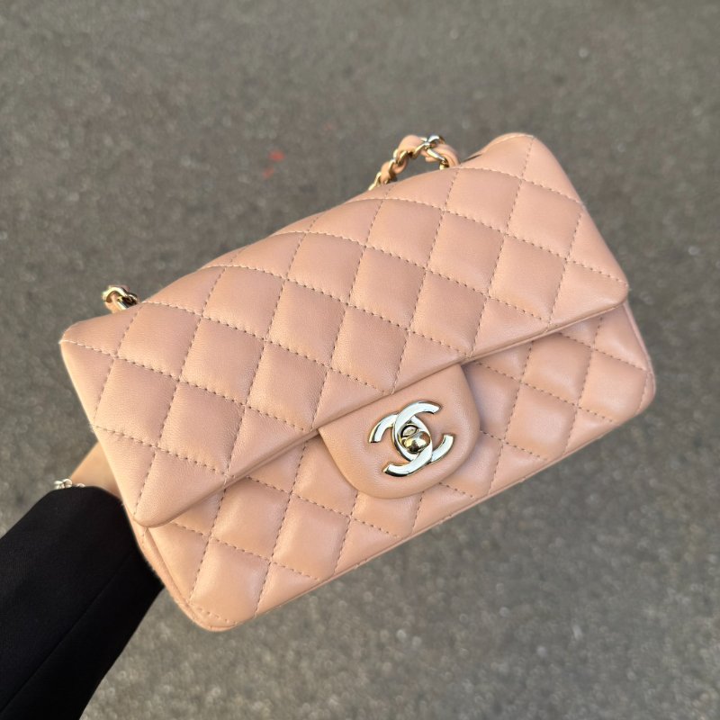 CHANEL - 奶茶色羊皮金釦CF 20cm COCO-2