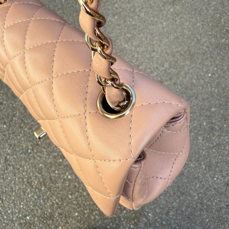 CHANEL - 奶茶色羊皮金釦CF 20cm COCO-3