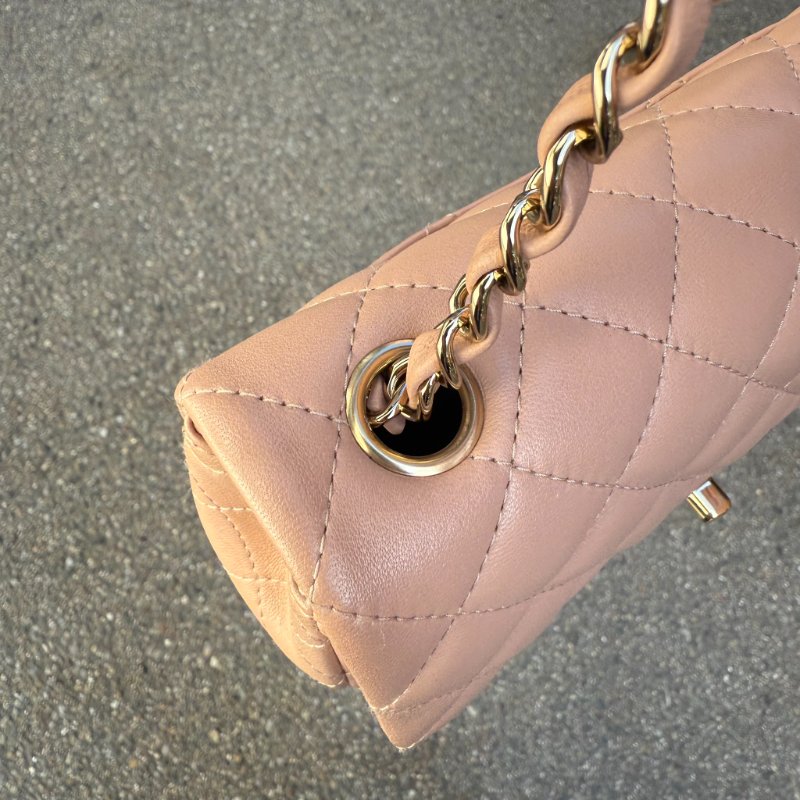 CHANEL - 奶茶色羊皮金釦CF 20cm COCO-4