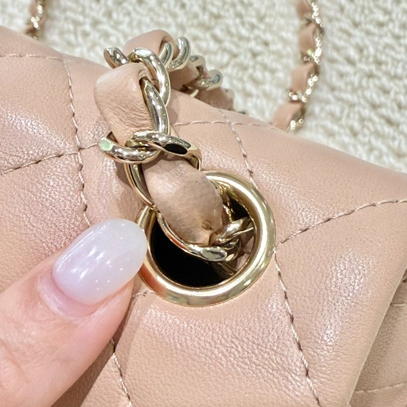 CHANEL - 奶茶色羊皮金釦CF 20cm COCO-18