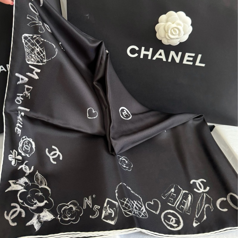 「M.Y精品」 Chanel 小香 絲巾 經典元素 真絲 掛巾 掛飾絲巾-4