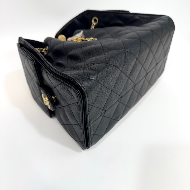 CHANEL香奈兒 黑金粒紋牛皮HOBO 25BAG小號肩背包AS5293-9