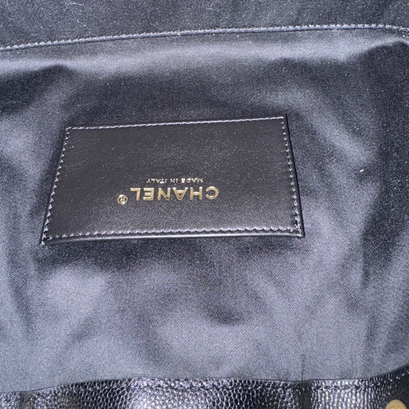 CHANEL香奈兒 黑金粒紋牛皮HOBO 25BAG小號肩背包AS5293-15