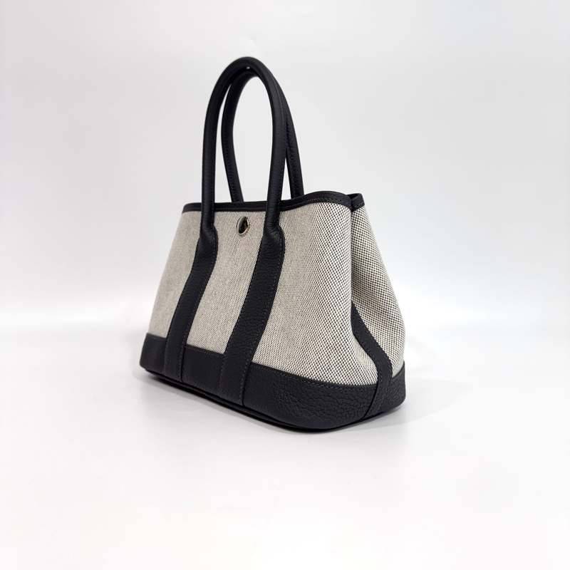 Hermes 愛馬仕85石板灰NEGONDA拚帆布Garden Party 23 H086418-2