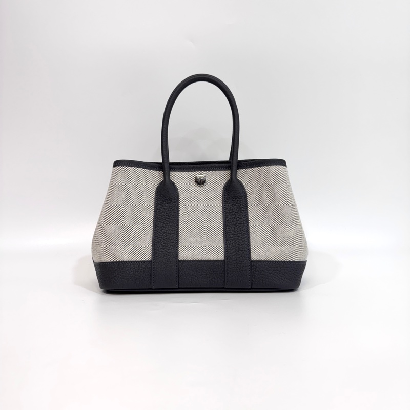 Hermes 愛馬仕85石板灰NEGONDA拚帆布Garden Party 23 H086418-4