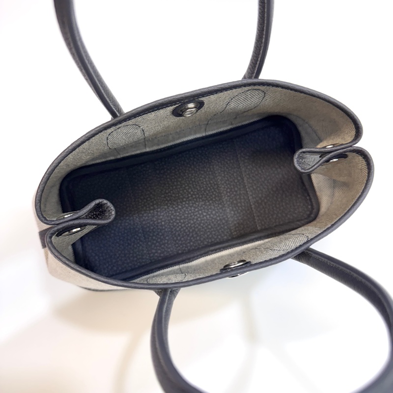 Hermes 愛馬仕85石板灰NEGONDA拚帆布Garden Party 23 H086418-6