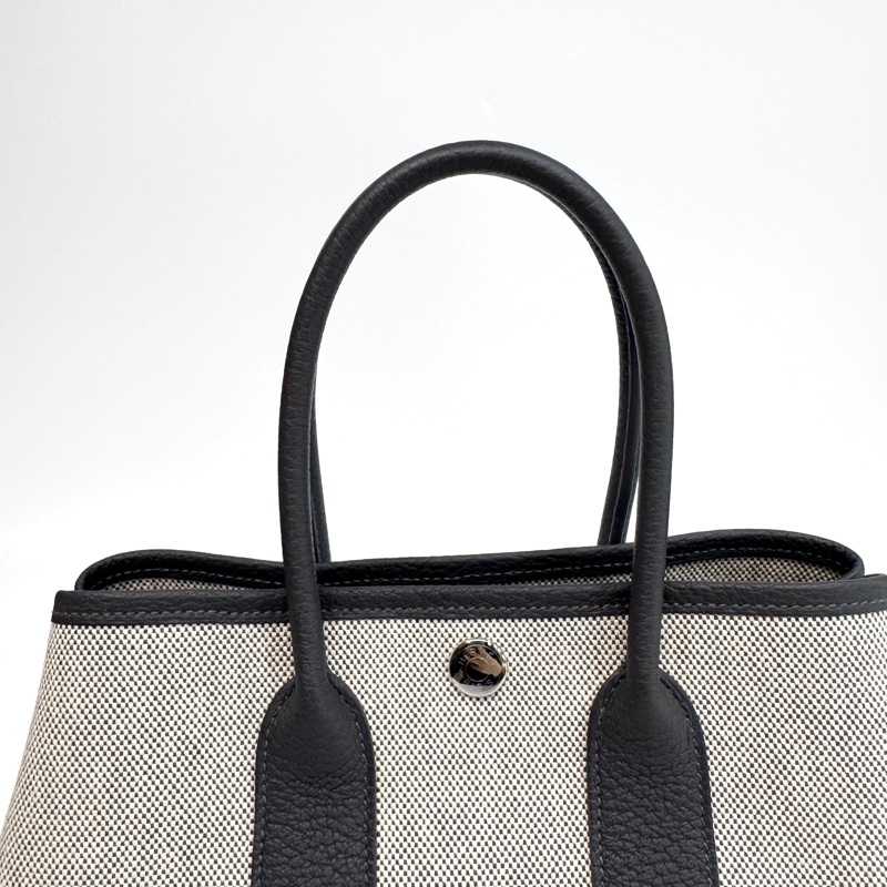 Hermes 愛馬仕85石板灰NEGONDA拚帆布Garden Party 23 H086418-7