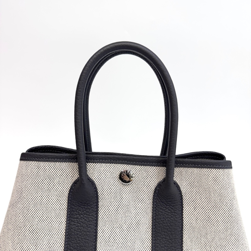 Hermes 愛馬仕85石板灰NEGONDA拚帆布Garden Party 23 H086418-8