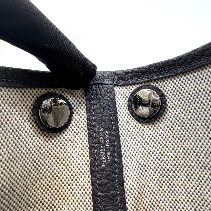 Hermes 愛馬仕85石板灰NEGONDA拚帆布Garden Party 23 H086418-12