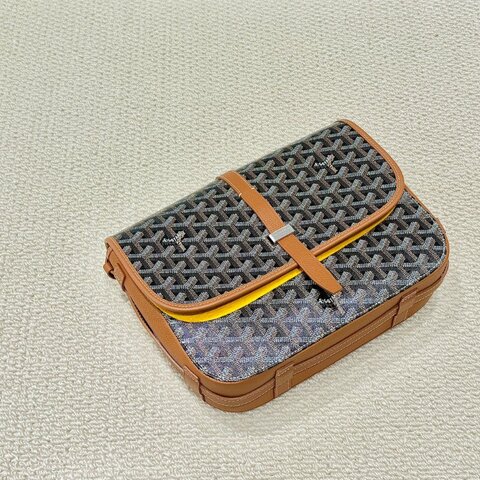 GOYARD - 棕色牛皮拚logo老花belvedere郵差包