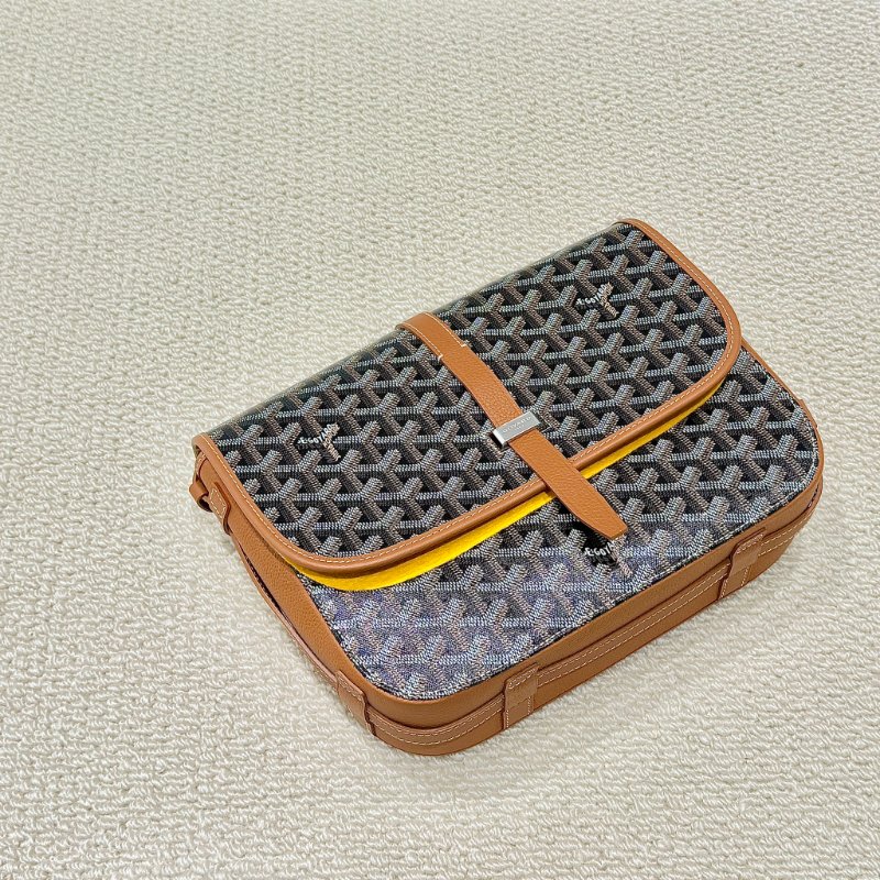 GOYARD - 棕色牛皮拚logo老花belvedere郵差包-0