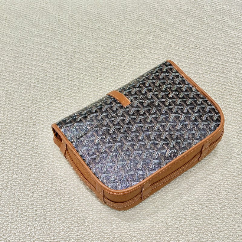 GOYARD - 棕色牛皮拚logo老花belvedere郵差包-1