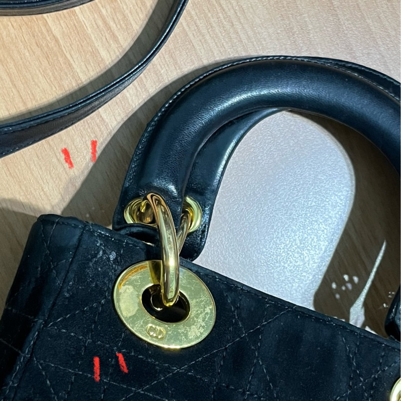 Dior mini Lady vintage古董包 黑色 附原背帶 不議價-10