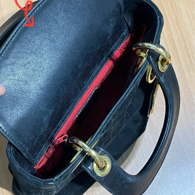 Dior mini Lady vintage古董包 黑色 附原背帶 不議價-17