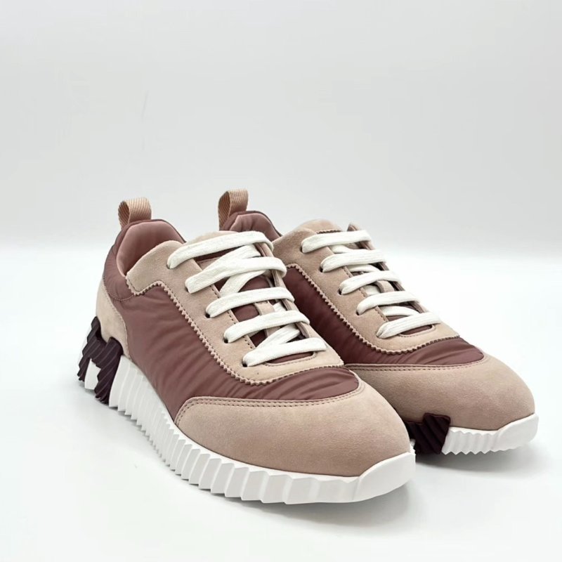 HERMES 粉色拼尼龍運動鞋36號 全新閒置配件盒子塵袋鞋帶-1