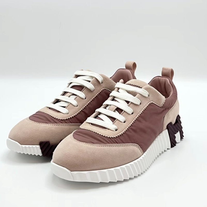 HERMES 粉色拼尼龍運動鞋36號 全新閒置配件盒子塵袋鞋帶-3