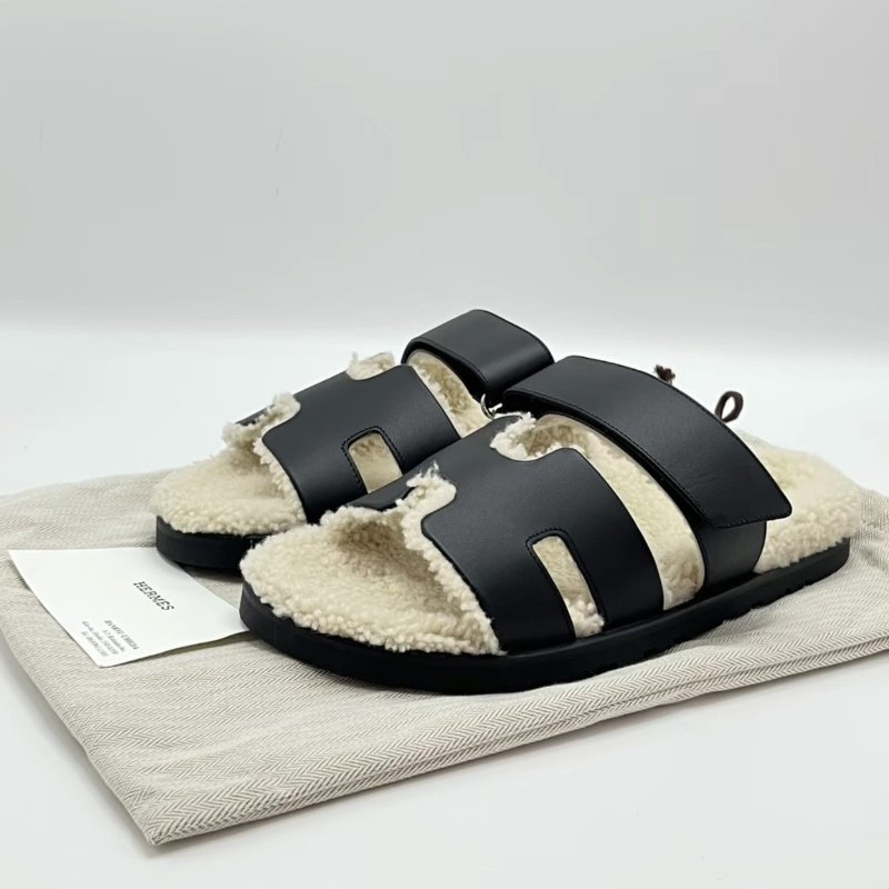 HERMES Chypre羊羔毛二舅拖鞋 41號 全新閒置配件塵袋-0