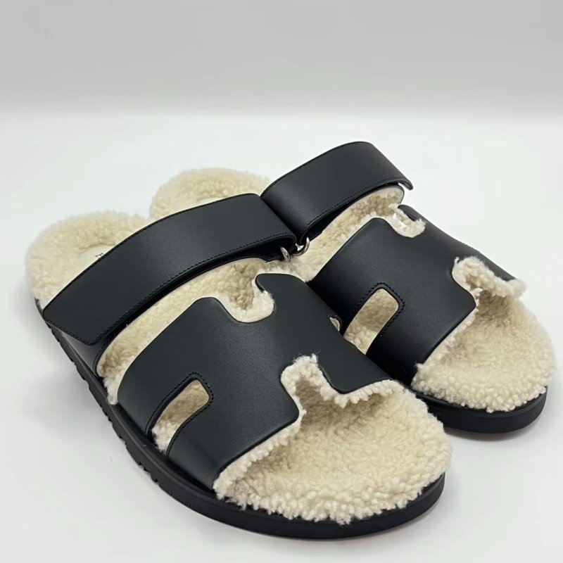 HERMES Chypre羊羔毛二舅拖鞋 41號 全新閒置配件塵袋-3