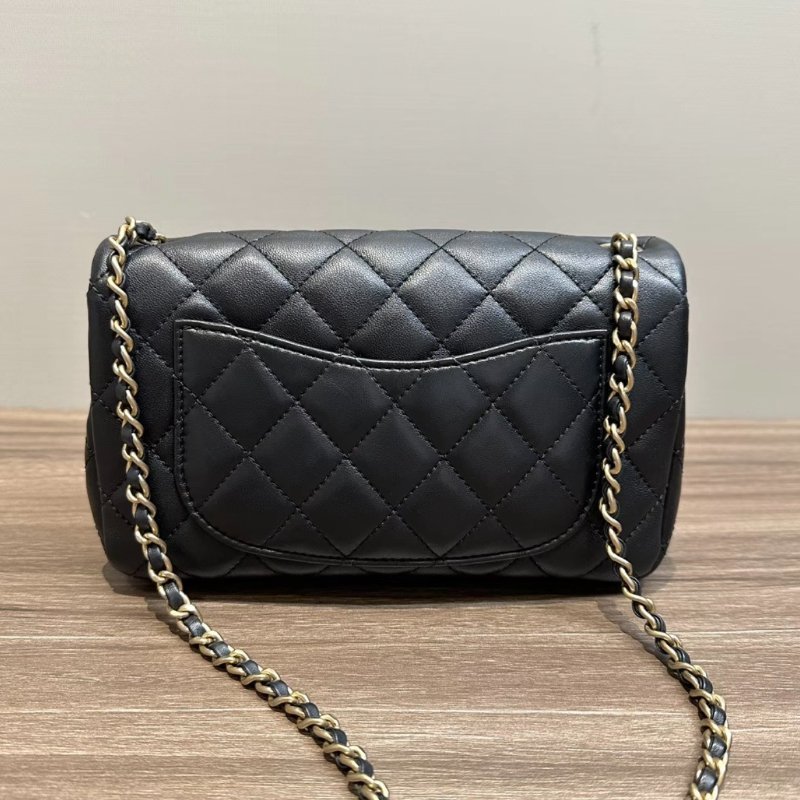 CHANEL 黑金cf大mini荷葉邊斜背包20*11 98新配件塵袋-5