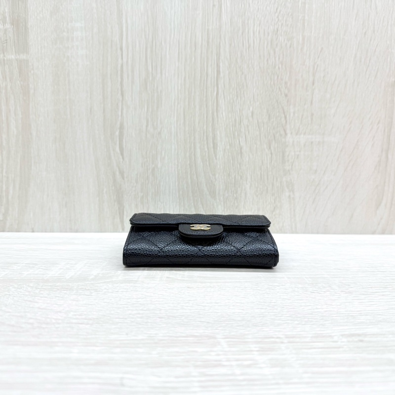 CHANEL黑金荔枝牛皮下蓋卡包AP0214-5