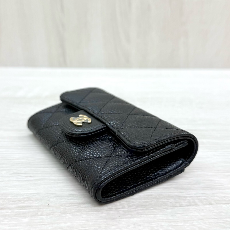 CHANEL黑金荔枝牛皮下蓋卡包AP0214-6