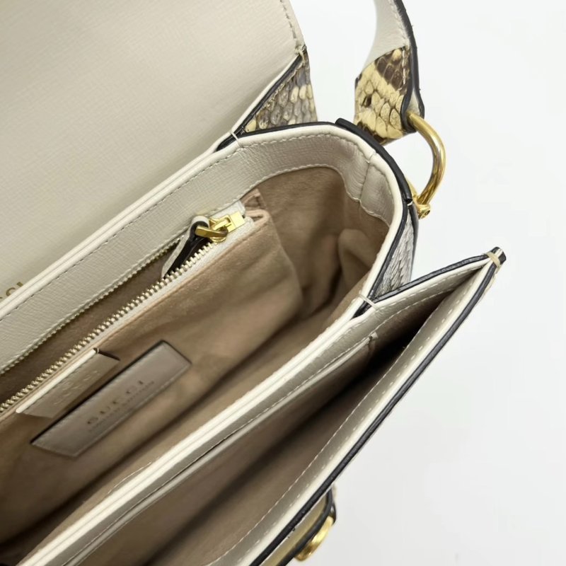 GUCCI 白金蟒蛇皮滾邊1955斜背包25*18*8 98新配件塵袋-1