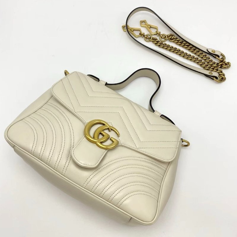 GUCCI Marmont 白金馬蒙手提斜背包27*19*10 98新配件塵袋-2