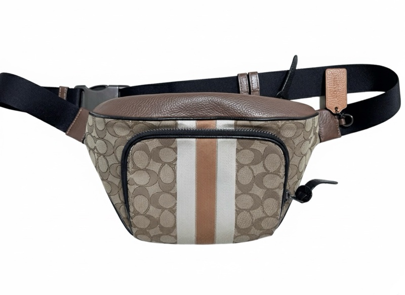 Coach 經典 C 簽名帆布條紋腰包 / 胸包-0