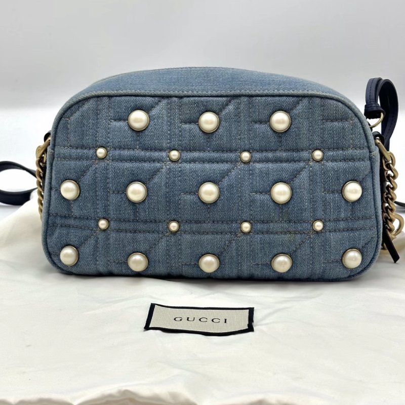 GUCCI 牛仔珍珠馬蒙相機包24*13*7 98新配件塵袋-5