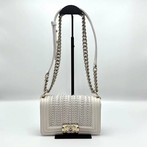 CHANEL 白金限量編織Leboy小號20*12*6 98新配件塵袋