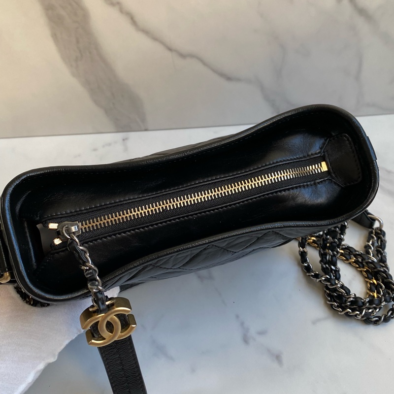 💯CHANEL 流浪包 黑金小號 大全配-12