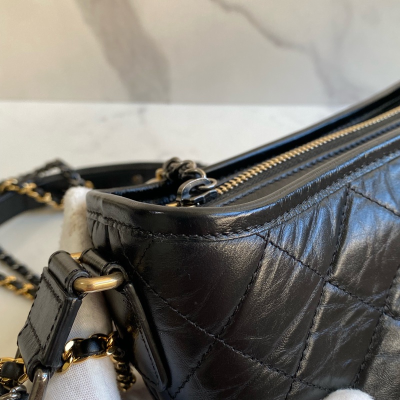 💯CHANEL 流浪包 黑金小號 大全配-15