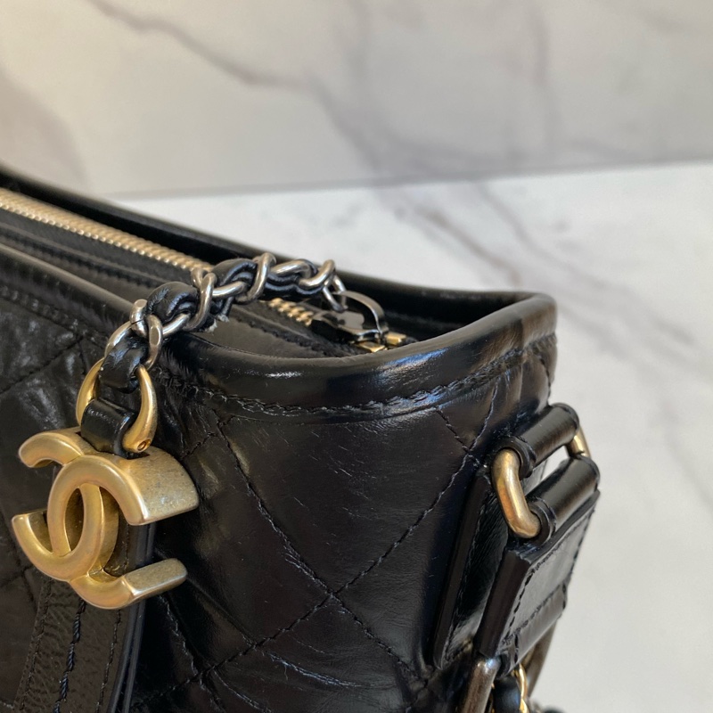 💯CHANEL 流浪包 黑金小號 大全配-18