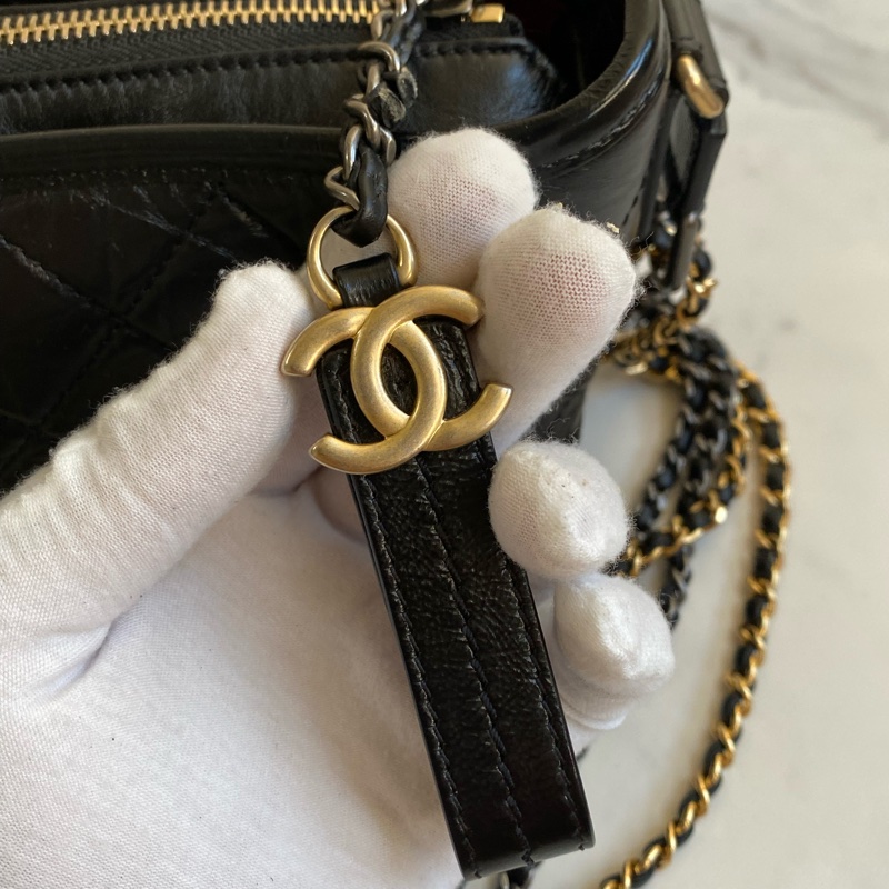 💯CHANEL 流浪包 黑金小號 大全配-22