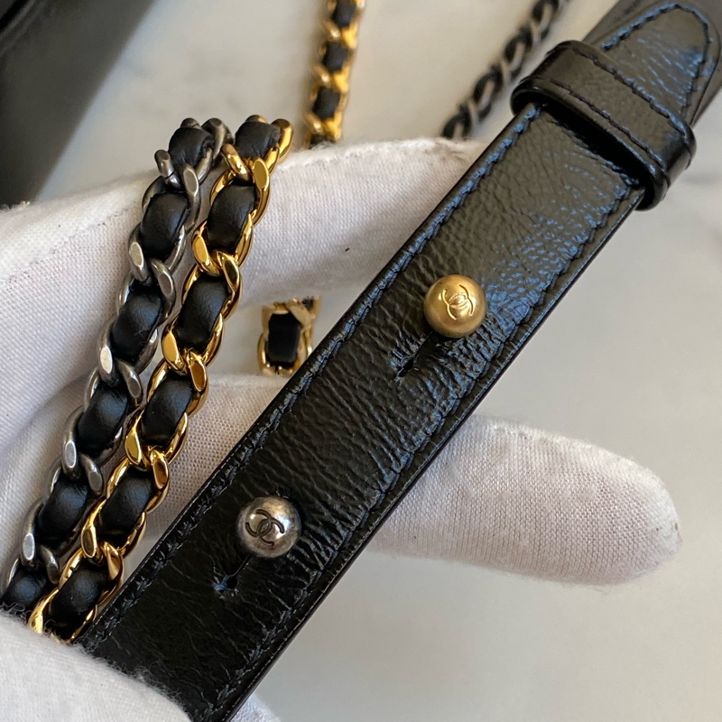💯CHANEL 流浪包 黑金小號 大全配-36