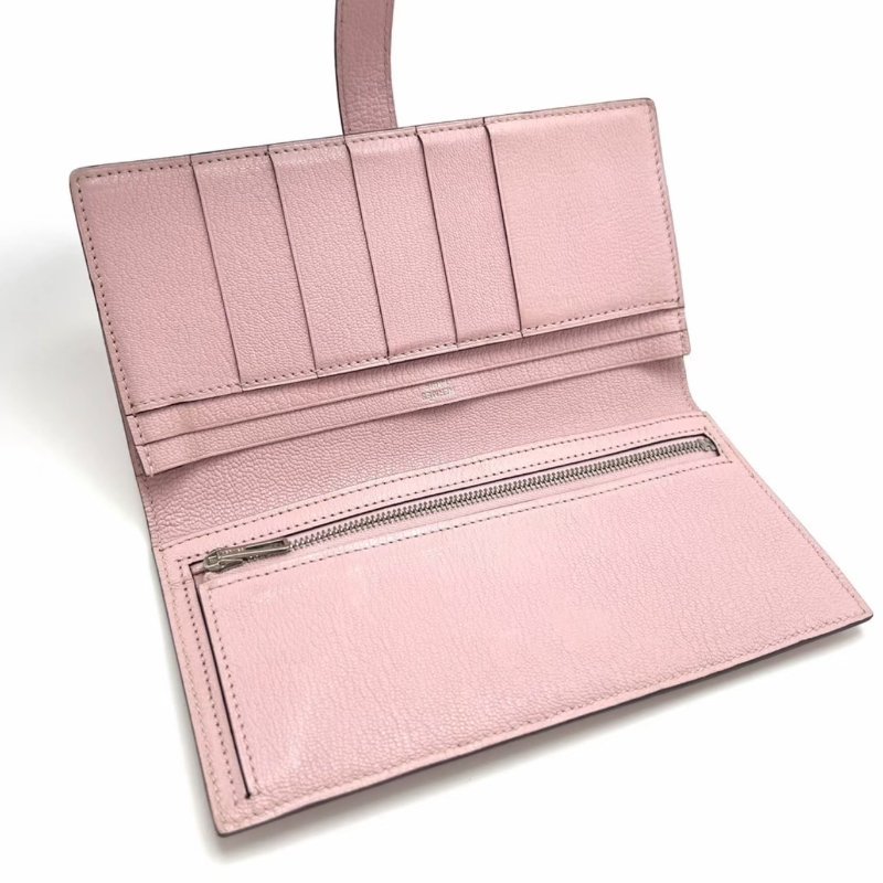 HERMES 3Q櫻花粉bearn折疊錢包 17.5*9*1.5 98新-1
