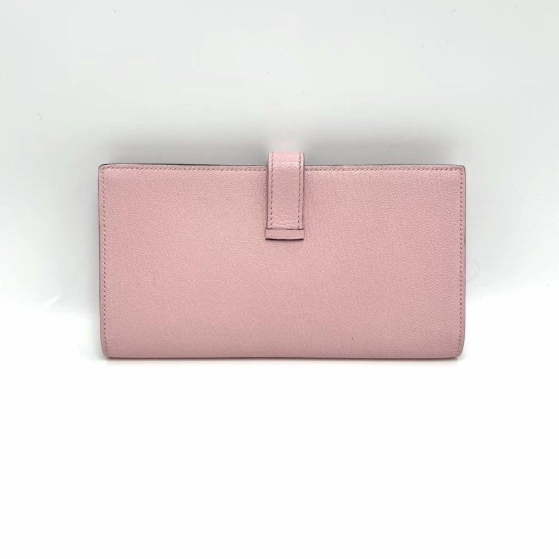 HERMES 3Q櫻花粉bearn折疊錢包 17.5*9*1.5 98新-5