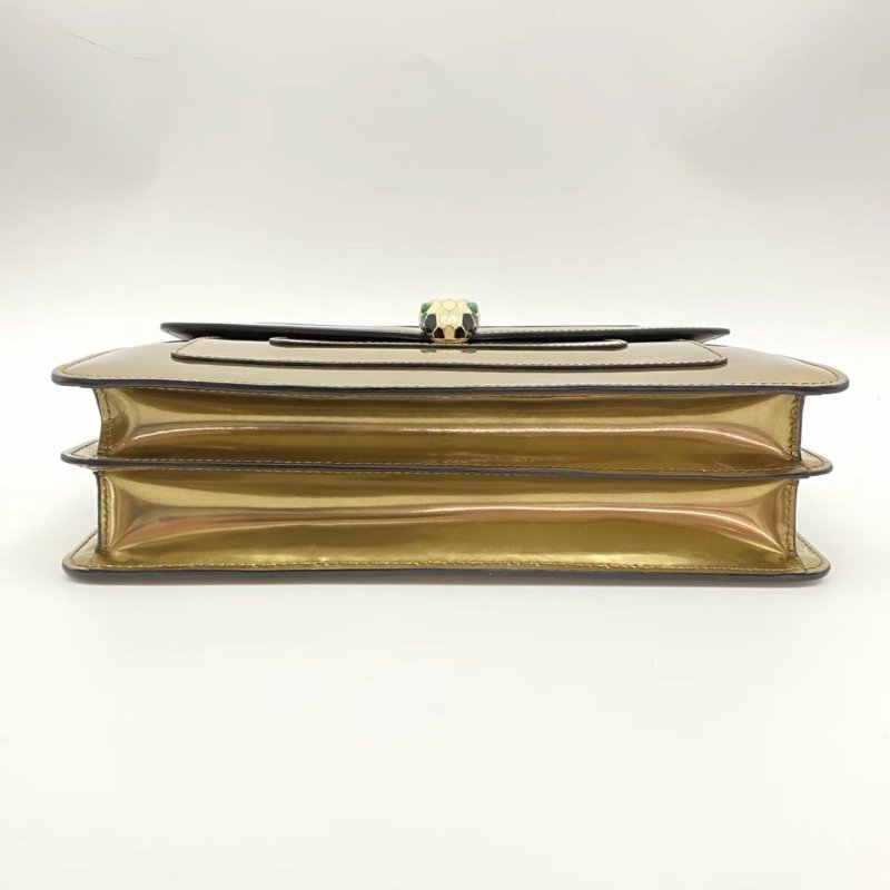 BVLGARI Forever系列淺金色蛇頭包27*18*7 98新配件購證塵袋-3