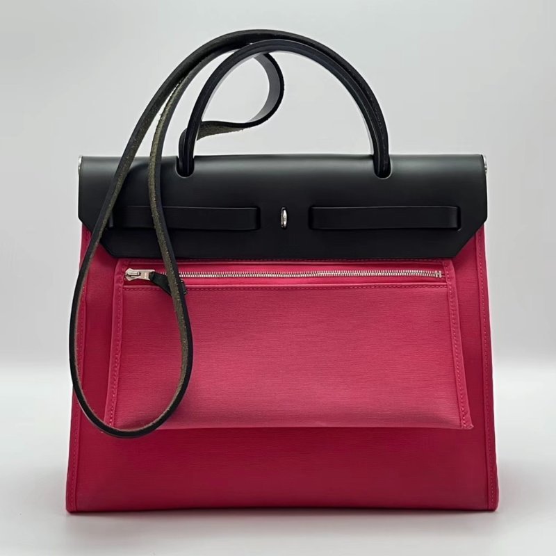 HERMES 黑紅拼色herbag31 31*25*11 98新配件塵袋鑰匙鎖-5