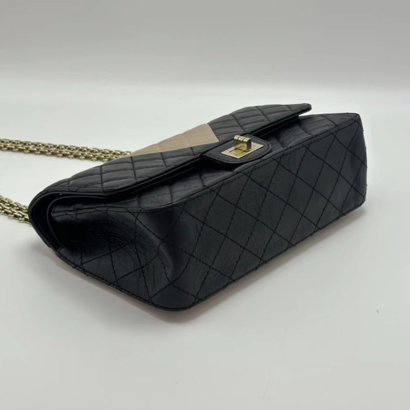 CHANEL 拼色2.55小號肩背斜背鏈條包24*16*7.5 99新配件塵袋-2