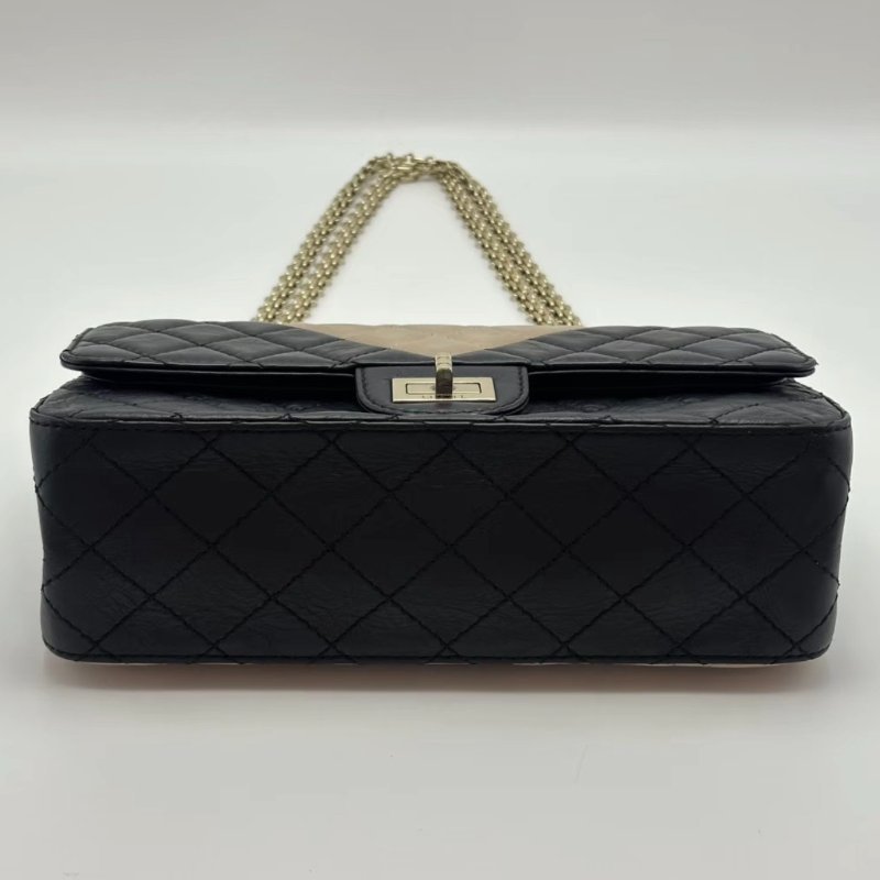 CHANEL 拼色2.55小號肩背斜背鏈條包24*16*7.5 99新配件塵袋-3