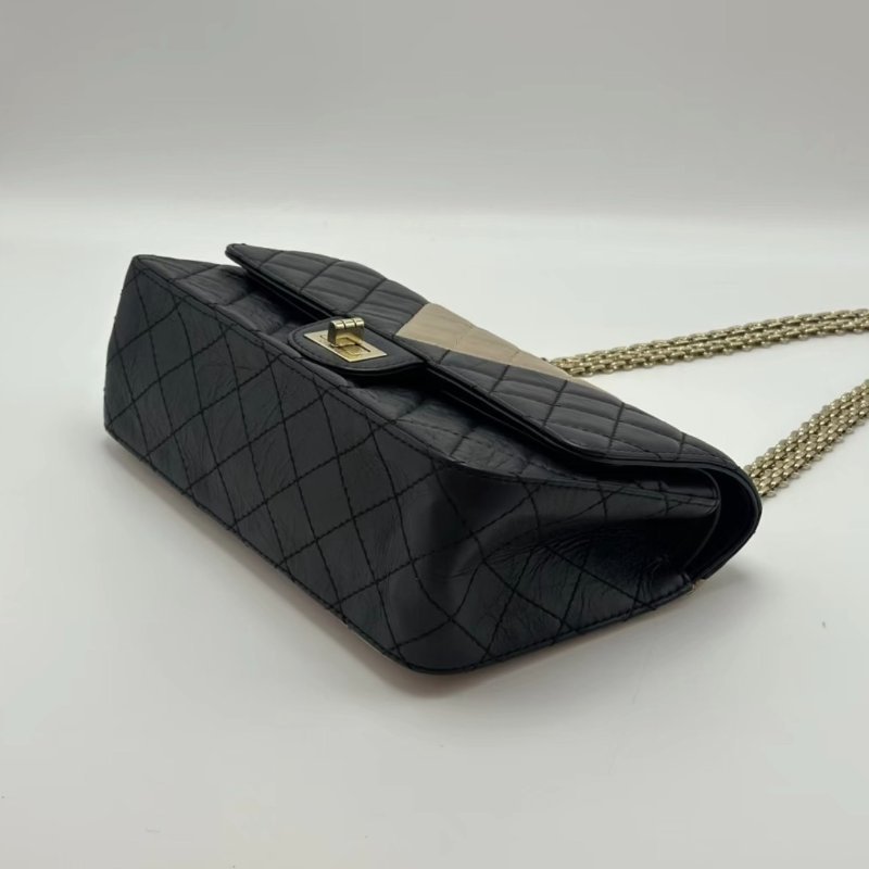 CHANEL 拼色2.55小號肩背斜背鏈條包24*16*7.5 99新配件塵袋-4