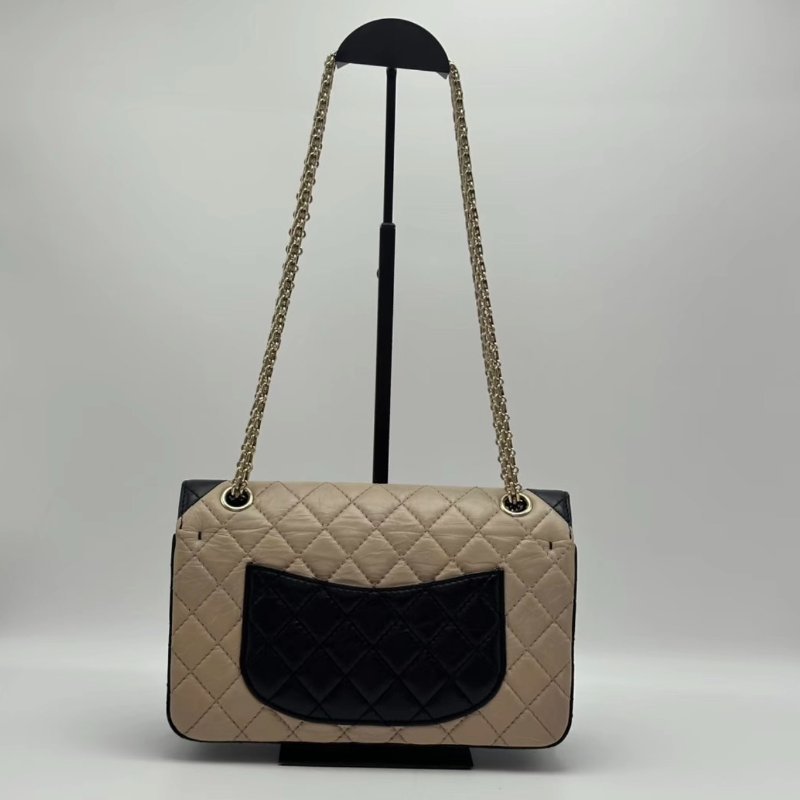 CHANEL 拼色2.55小號肩背斜背鏈條包24*16*7.5 99新配件塵袋-5