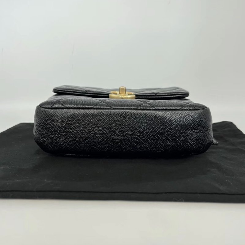 CHANEL 22P黑金荔枝紋後背包 19*18*7 99新配件塵袋-3