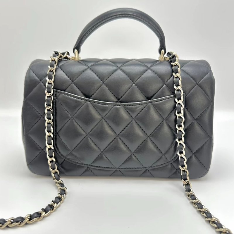CHANEL 限量獅子頭黑金cf大mini手提包20*12*6 全新閒置配件盒子塵袋-4