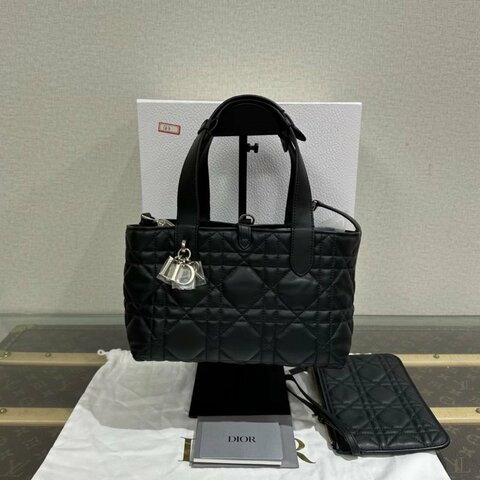 DIOR 黑金toujours藤格紋小號手提子母托特包23*15.5*12 全新閒置配件盒子塵袋