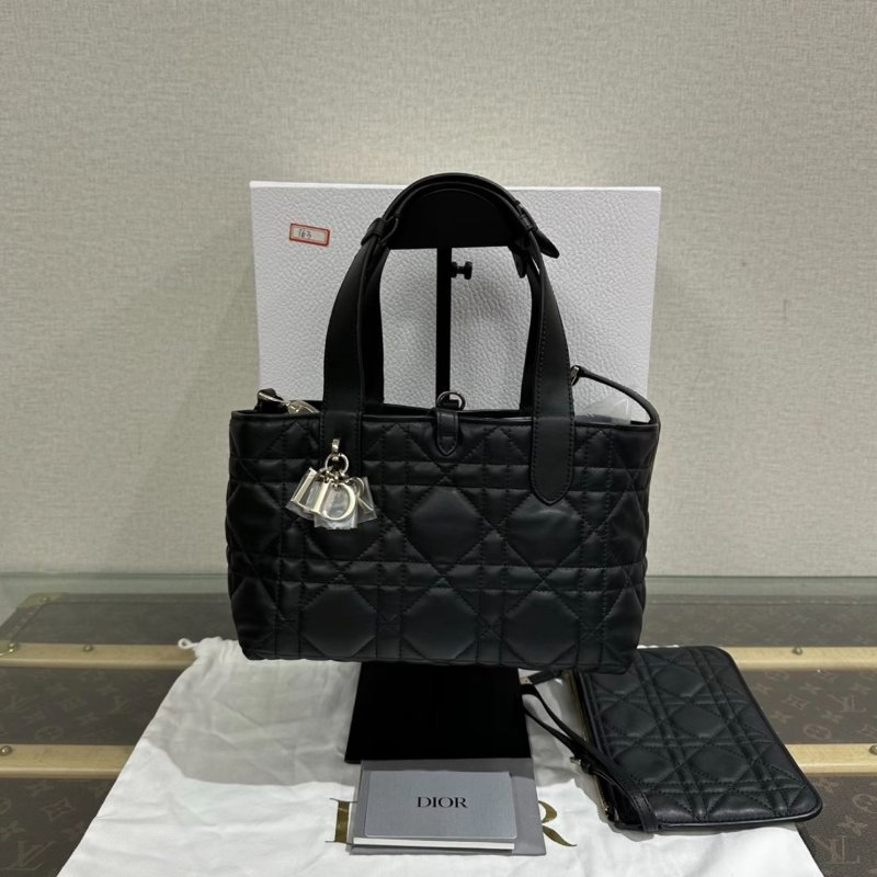 DIOR 黑金toujours藤格紋小號手提子母托特包23*15.5*12 全新閒置配件盒子塵袋-0
