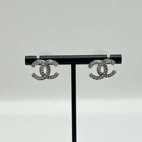 CHANEL 19P雙c水鑽耳釘 98新配件盒子